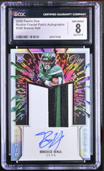 ‼️2022 Panini One - Rookie Fractal Patch Autographs Breece Hall #388~ POP 1!💨