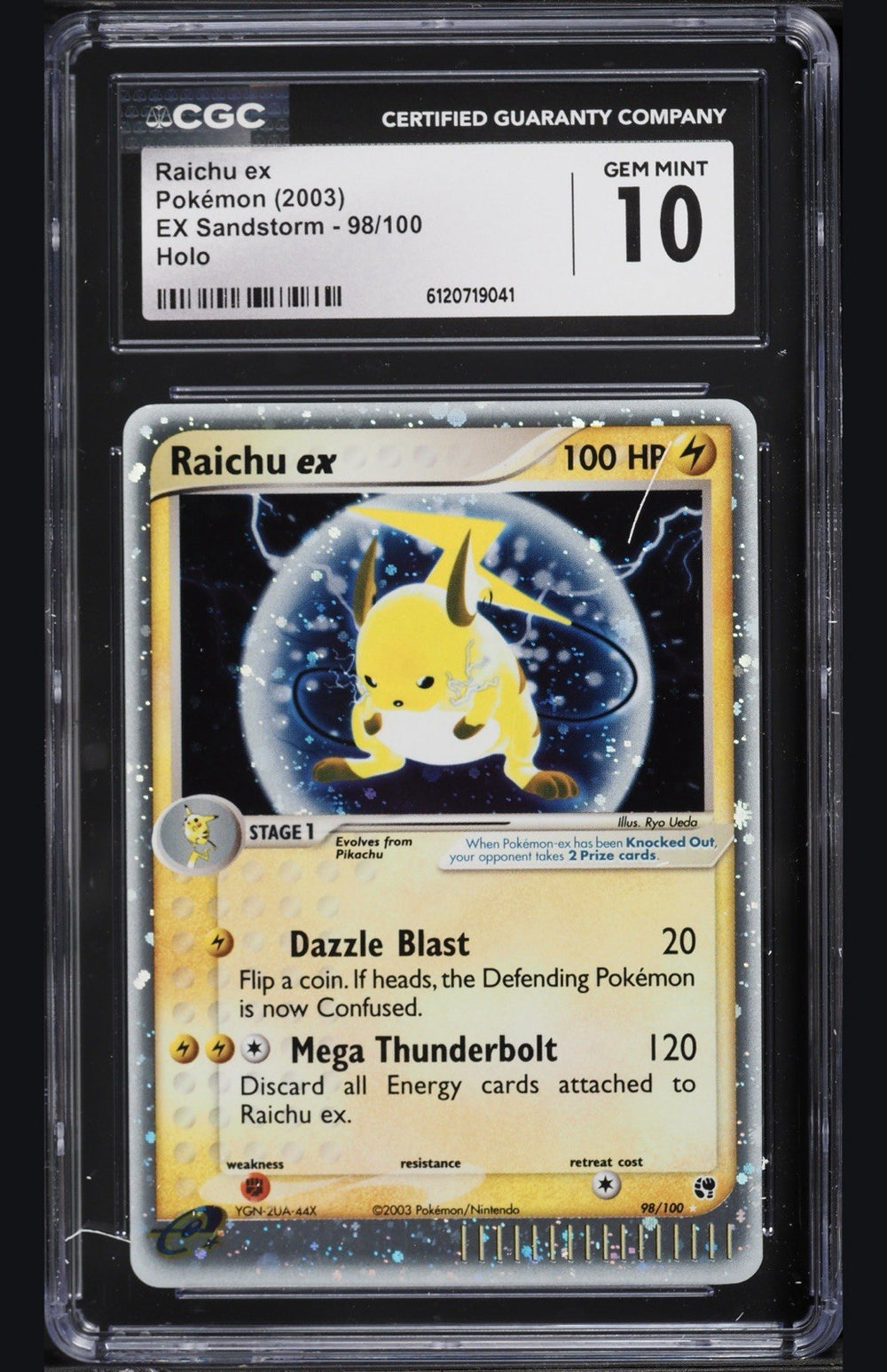 💛 Raichu ex #98 Sandstorm Holo GRADE 10! SAME DAY SHIP SHOOT OFFER!💨