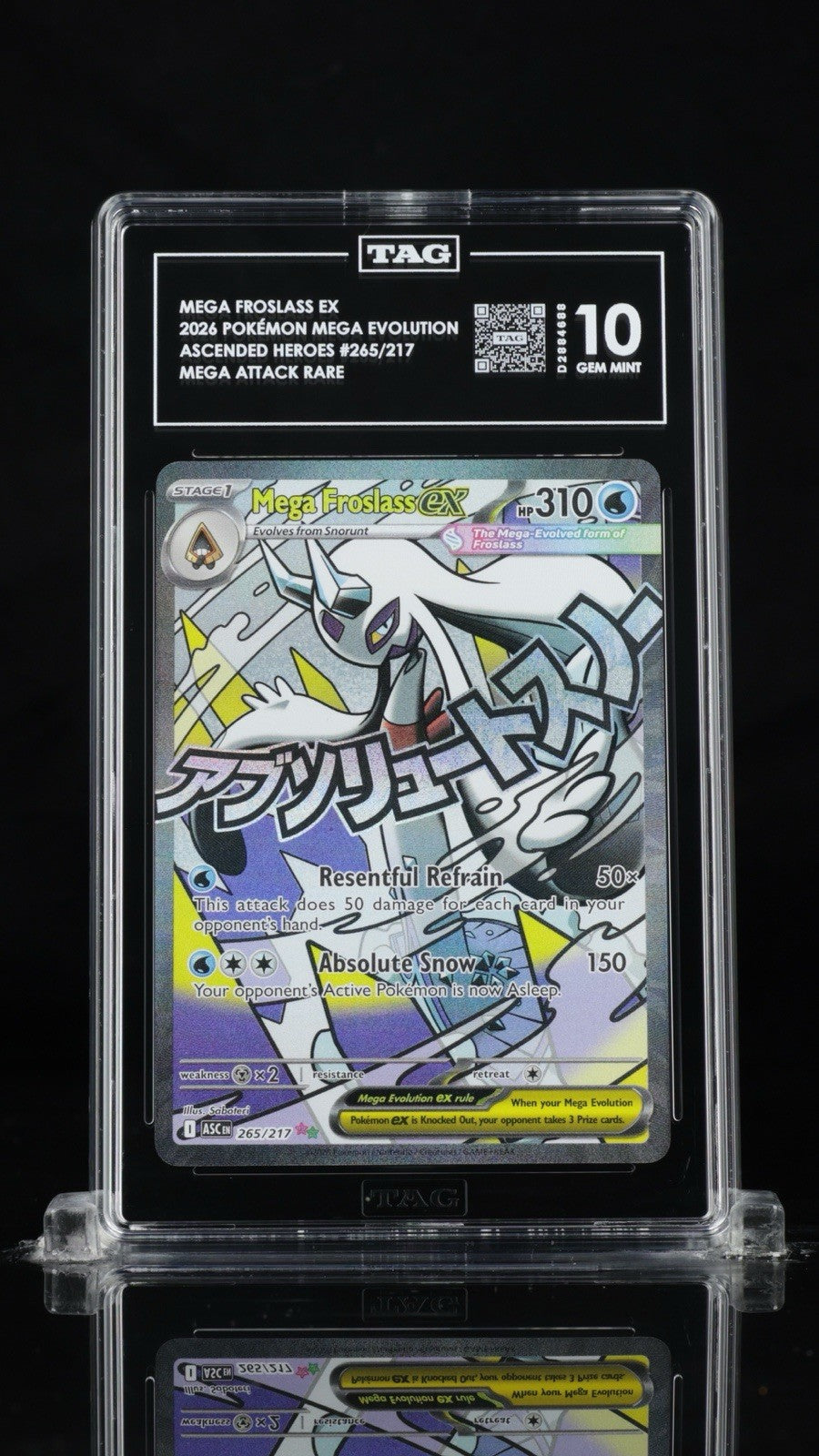 💎 Mega Froslass ex #265 POKEMON Ascended Heroes Holo TAG GRADE 10 TOP RANKED!💨