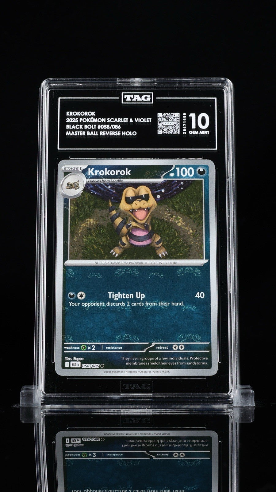 ‼️KROKOROK 2025 POKÉMON  BLACK BOLT #058 MASTER BALL TAG 10~POP 1💨