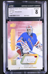 ‼️2022-23 Upper Deck Premier-Igor Shesterkin #57 JERSEY LACE 4/5 GRADE 8~POP 1💨
