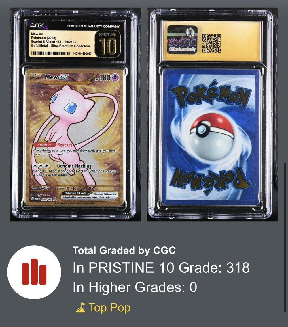 💎 Mew ex Metal Card 205 Scarlet & Violet GRADE 10 PRISTINE GOLD LABEL TOP POP💨