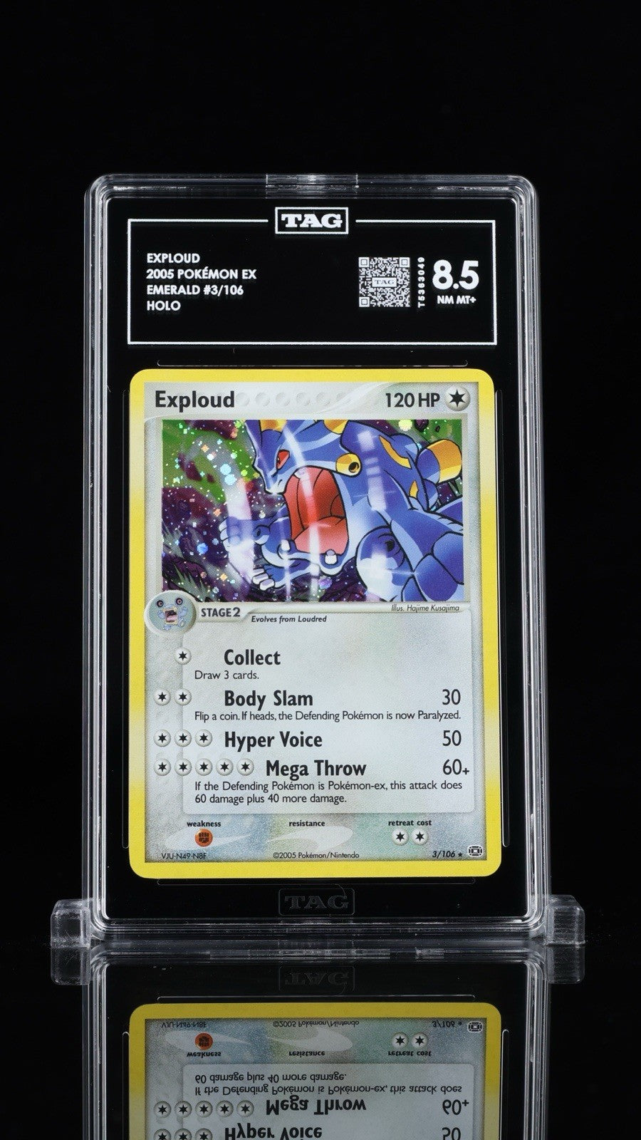 ‼️Pokemon Exploud 3/106 Emerald Holo~ TAG GRADE 8.5! SAME DAY SHIP~SHOOT OFFER💨