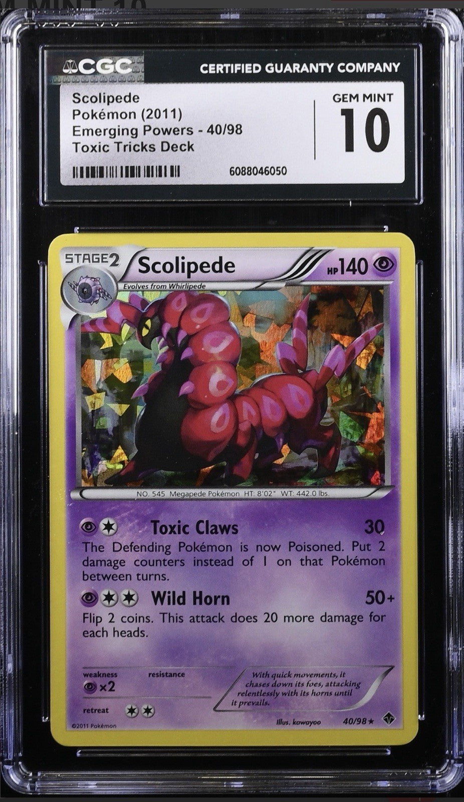 ‼️Pokemon Scolipede #40 Emerging Powers GRADE 10 POP 1~FAST SHIP~SHOOT OFFER!💨