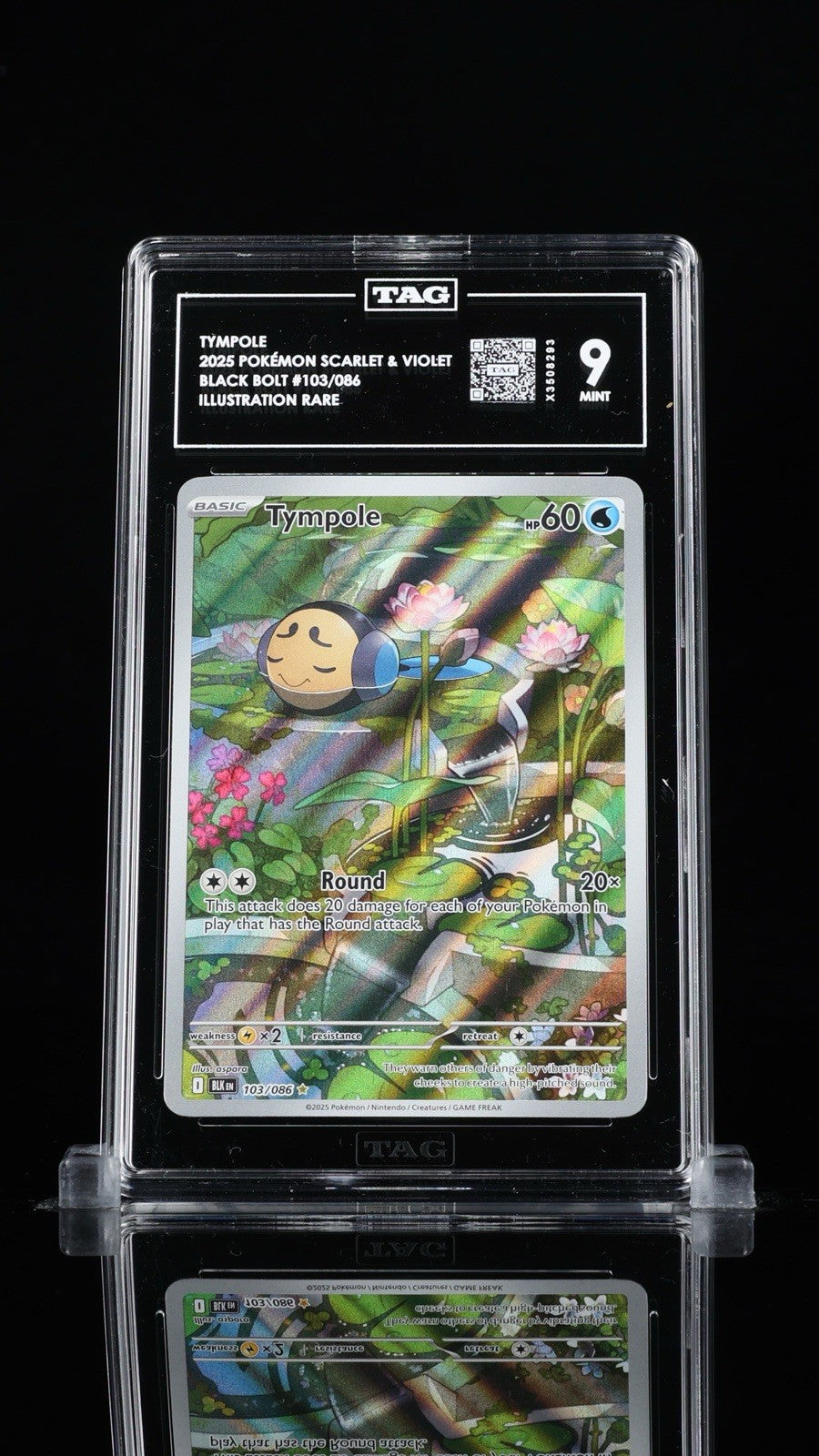 ‼️TYMPOLE 2025 POKÉMON SCARLET & VIOLET BLACK BOLT #103/086 TAG GRADE 9!💨