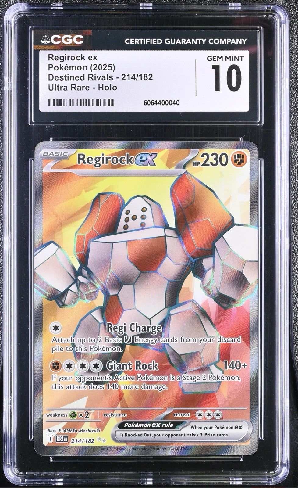 ‼️Regirock ex 214/182 Sv10: Destined Rivals Holo GRADE 10! SHIPS SAME DAY!💨