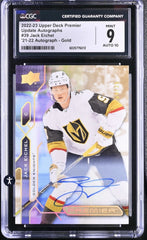 ‼️Jack Eichel 2021-22 Upper Deck Premier #39 Base Gold Auto /25 GRADE 9~POP 1💨