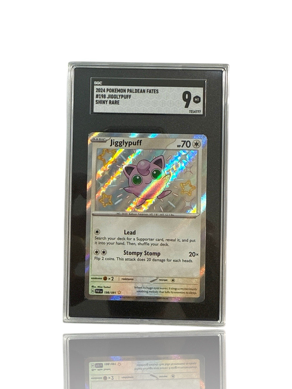 ‼️Pokemon Jigglypuff 198/091: Paldean Fates Holo GRADE 9! FAST SHIP~SHOOT OFFER!