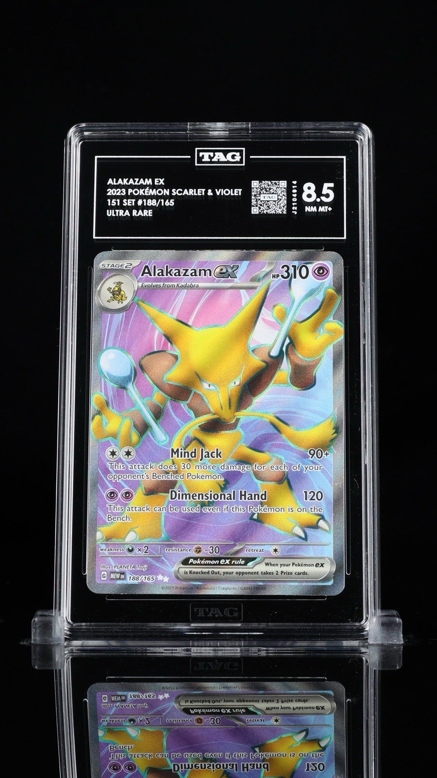 ‼️ALAKAZAM EX 2023 POKÉMON SCARLET & VIOLET 151 SET #188/165~ TAG GRADE 8.5!💨