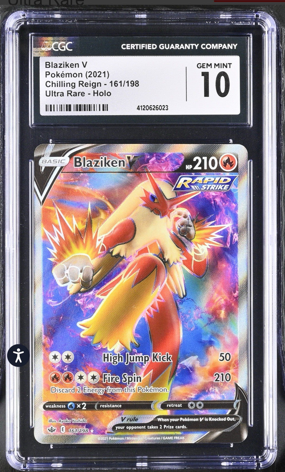 ‼️Blaziken V Pokémon (2021) Chilling Reign - 161/198 GRADE 10~SHIPS FAST 💨