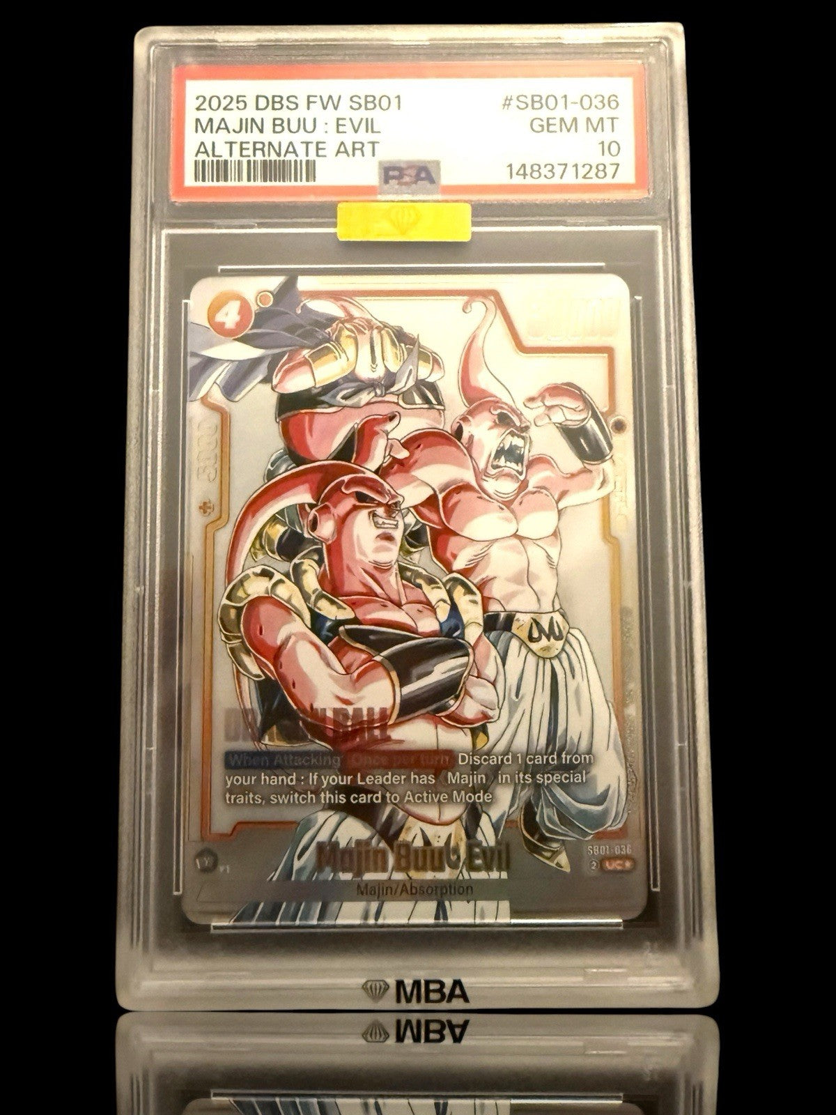 🚨 Majin Buu: Evil SB01-036 DBS Manga Booster Alt Art~PSA 10 GOLD DIAMOND MBA 💎