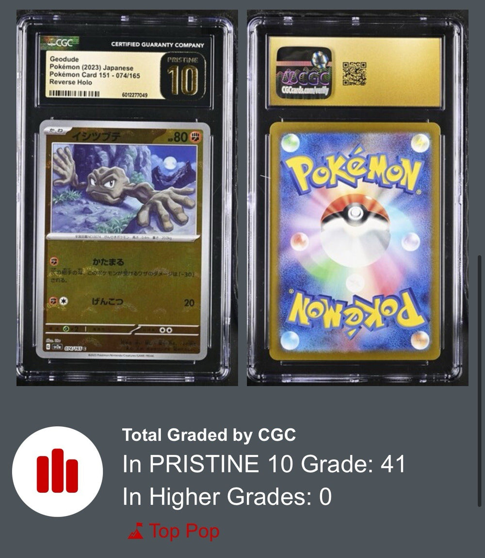 ‼️Geodude PokeBall 074/165: Pokemon 151 Japanese CGC 10 PRISTINE GOLD LABEL!💨