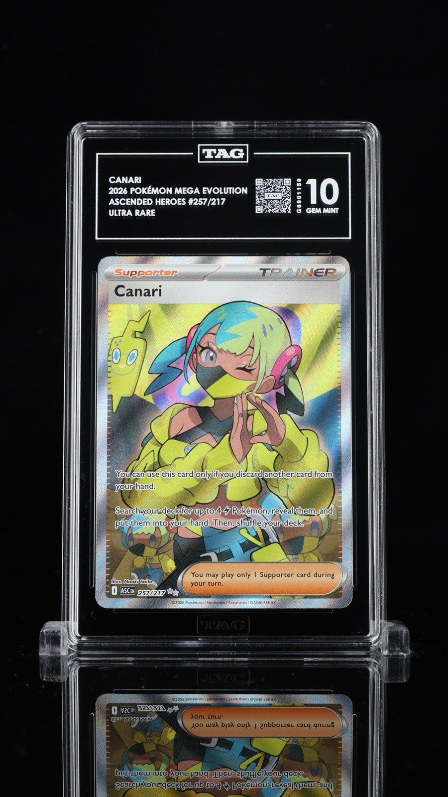 💎 Canari #257 Pokemon Ascended Heroes Holo TAG GRADE 10!💨