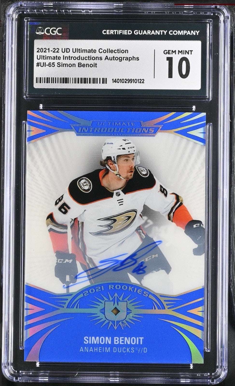 ‼️2021-22 UD Ultimate Introductions Autograph #UI-65 Simon Benoit GRADE 10~POP 1