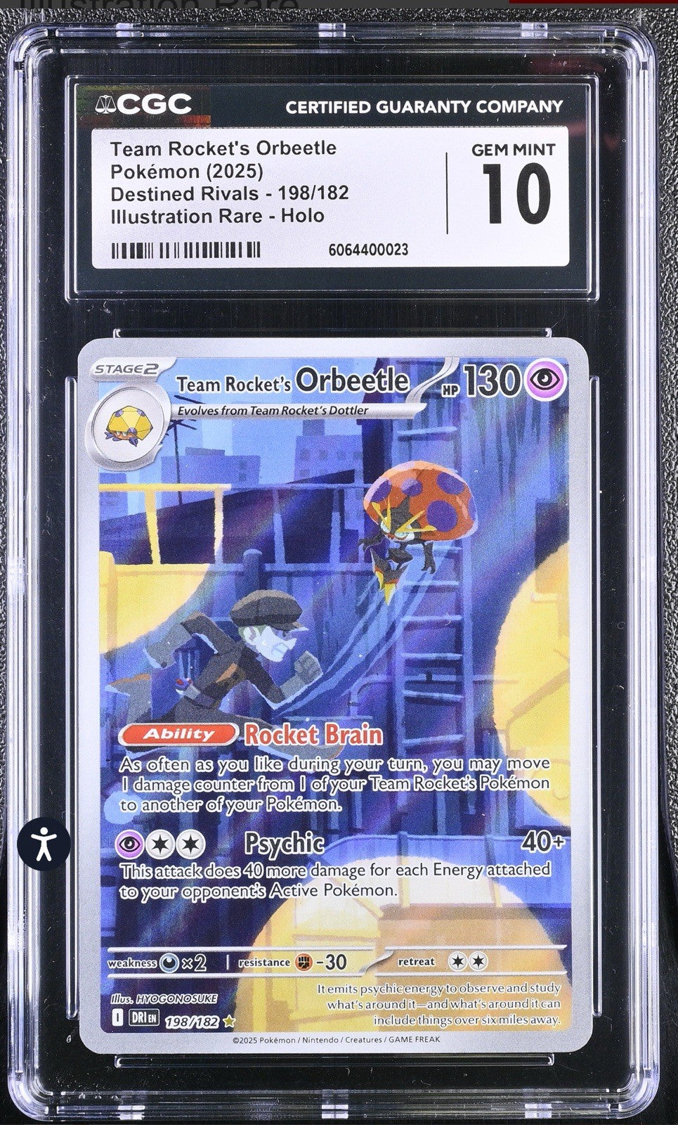 ‼️Team Rocket's Orbeetle 198/182: Destined Rivals Holo GRADE 10! FAST SHIP!💨