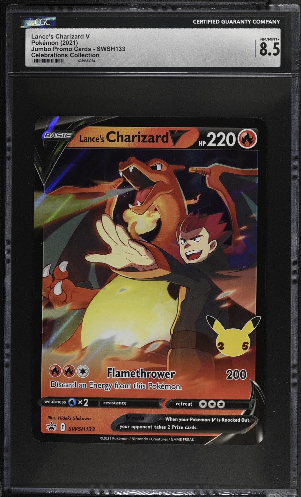 💎 Lance's Charizard V Pokémon Jumbo Promo~GRADE 8.5~SAME DAY SHIP~SHOOT OFFER💨