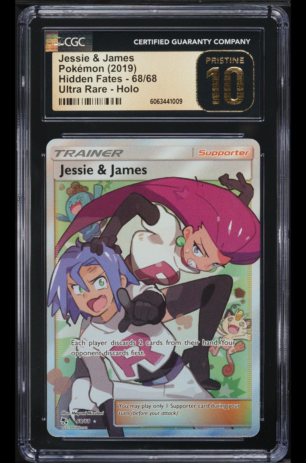‼️Jessie & James Pokémon (2019) Hidden Fates Ultra Rare~Holo~GRADE 10 PRISTINE💨
