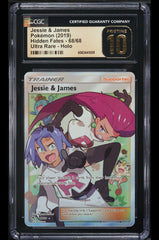 ‼️Jessie & James Pokémon (2019) Hidden Fates Ultra Rare~Holo~GRADE 10 PRISTINE💨