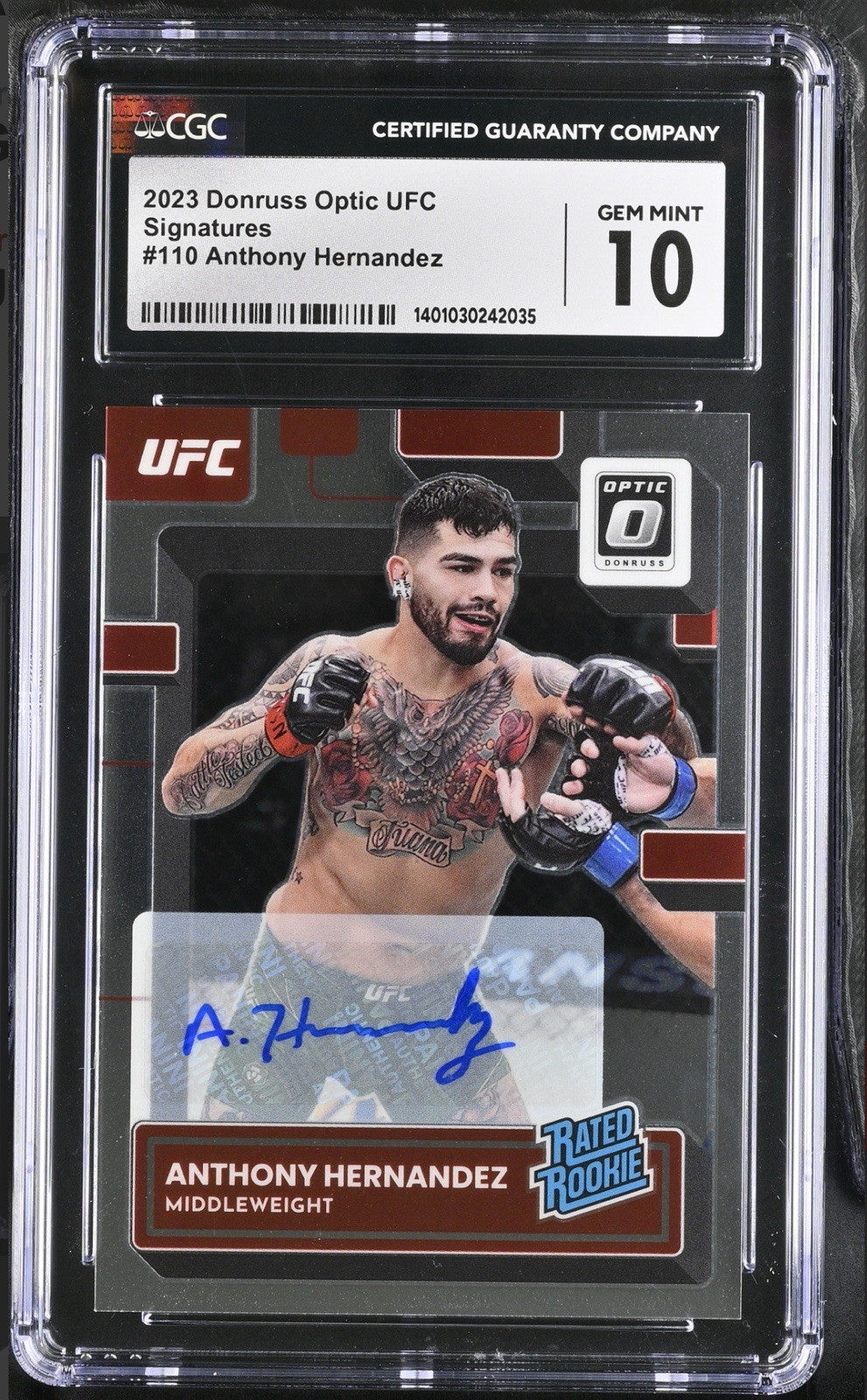 ‼️2023 Donruss Optic UFC ANTHONY HERNANDEZ GRADE 10~AUTO 10 Rated Rookie~POP 1💨