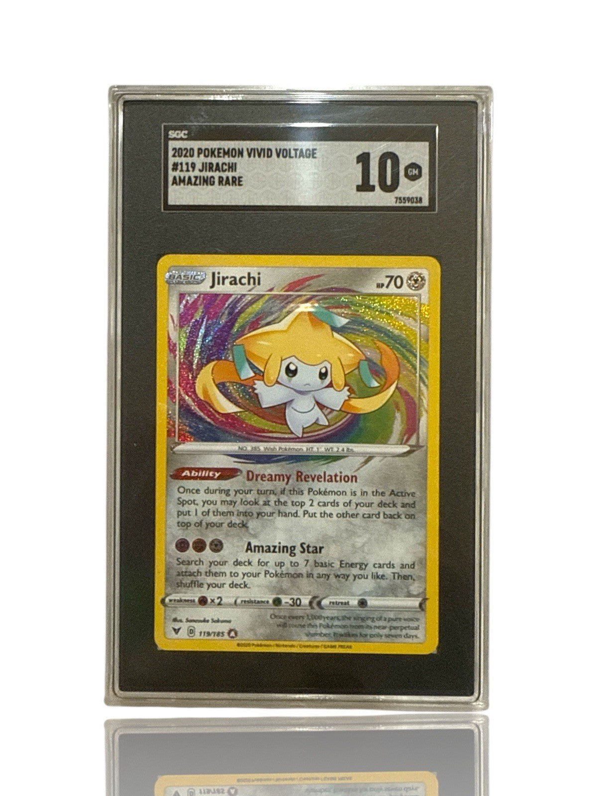 ‼️Jirachi 119/185: Vivid Voltage Holo GRADE 10! FAST SHIP~SHOOT OFFER!💨