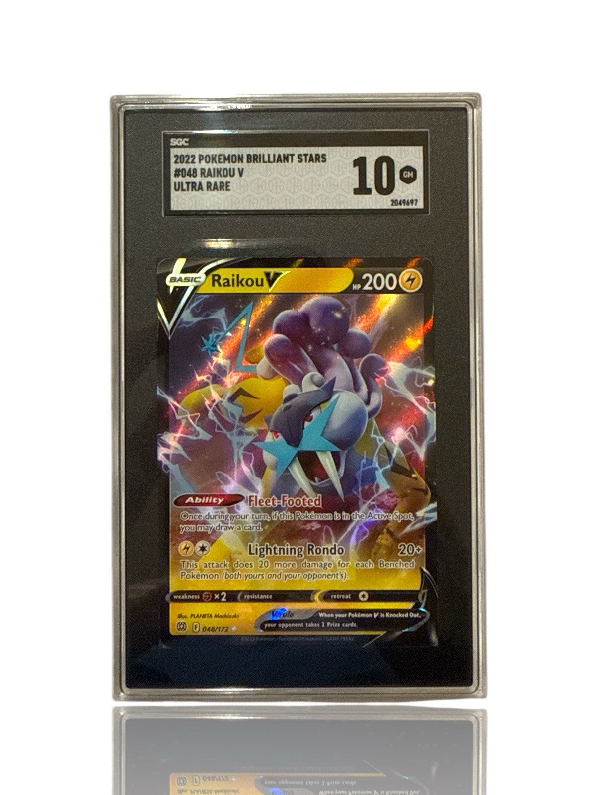 ‼️Pokemon Raikou V 048/172: Brilliant Stars Holo GRADE 10! FAST SHOP~SHOOT OFFER