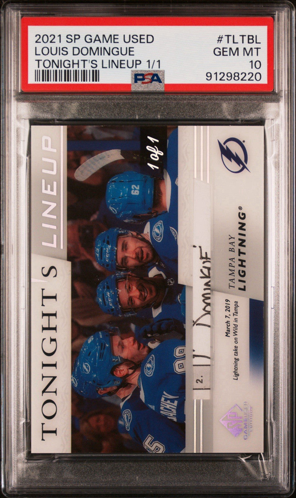 ‼️2021-22 UD SP Game Used - Tonight's Lineup~ LOUIS DOMINGUE~1 OF 1~PSA 10💨