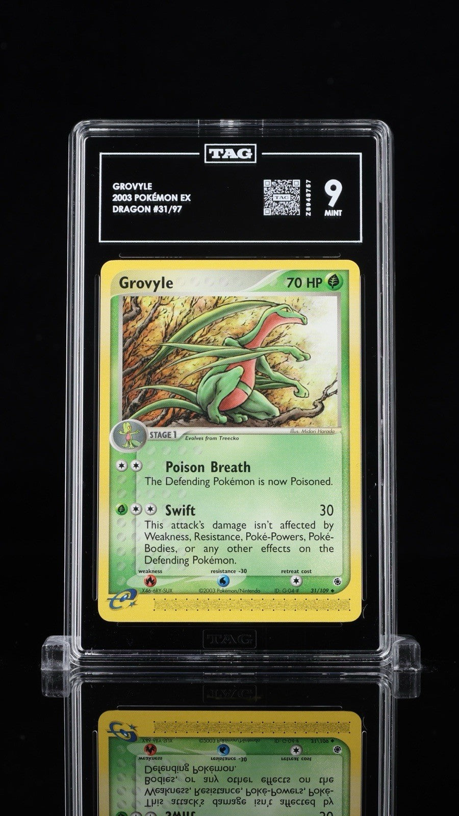 🦎 Grovyle 31/109 Ruby and Sapphire error TAG GRADE 9! LOW POP TOP RANKED!💨