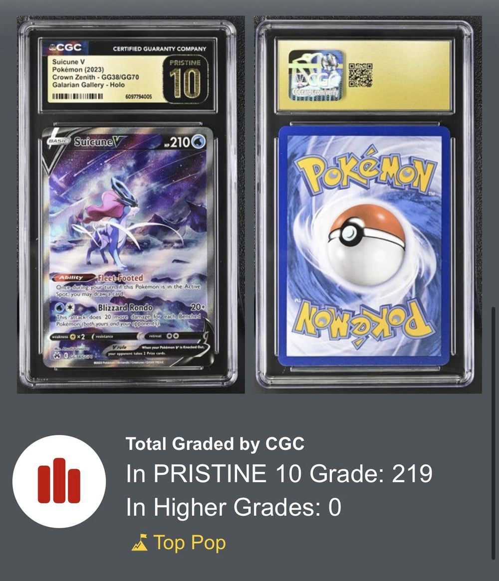 🌟Suicune V GG38 Crown Zenith Galarian Gallery GRADE 10 PRISTINE GOLD LABEL!💨