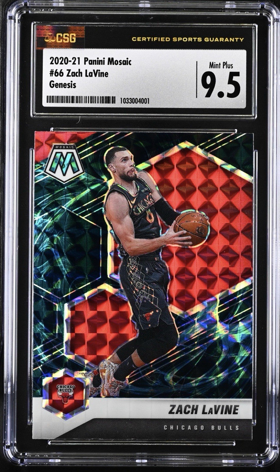 ‼️2020-21 Panini Mosaic - Zach LaVine #66 Genesis Mosaic Prizm POP 1💨 GRADE 9.5