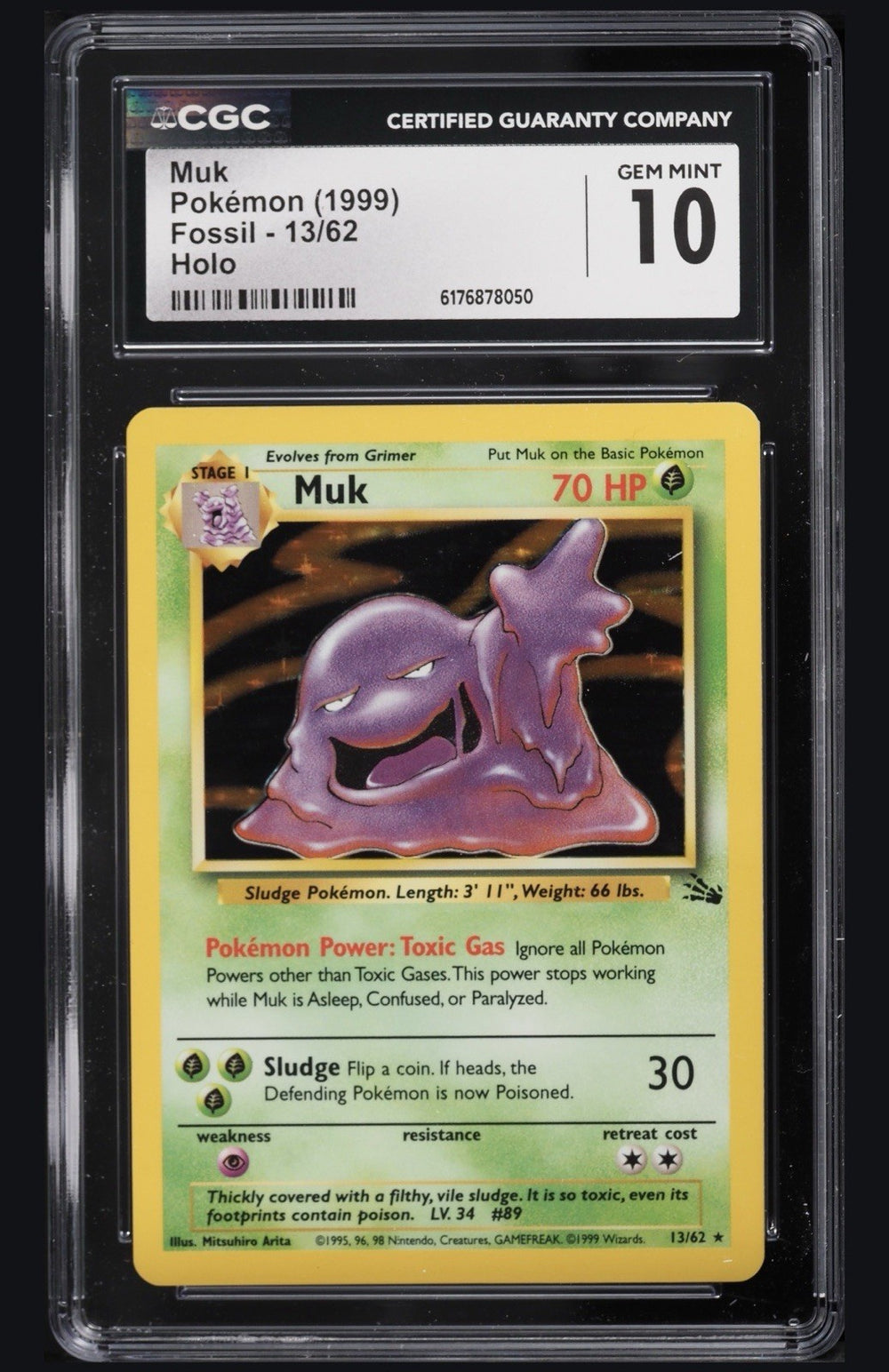 😈 Muk 13/62 Pokemon Fossil Holo~ GRADE 10~ FAST SHIPPING SHOOT OFFER💨