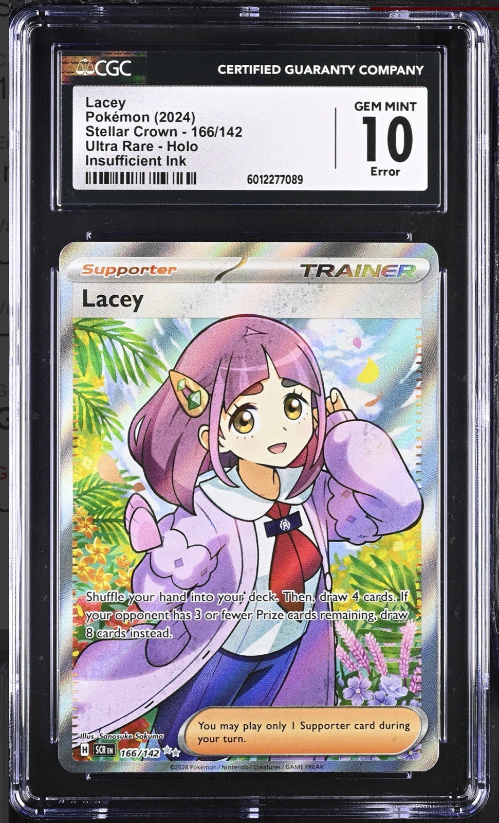 ‼️Pokemon Lacey 166/142: Stellar Crown Holo GRADE 10~ERROR! SHOOT OFFER!💨