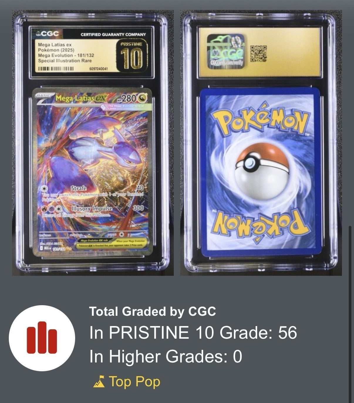 ‼️Mega Latias ex #181 Mega Evolution Holo GRADE 10 PRISTINE GOLD LABEL TOP POP💨