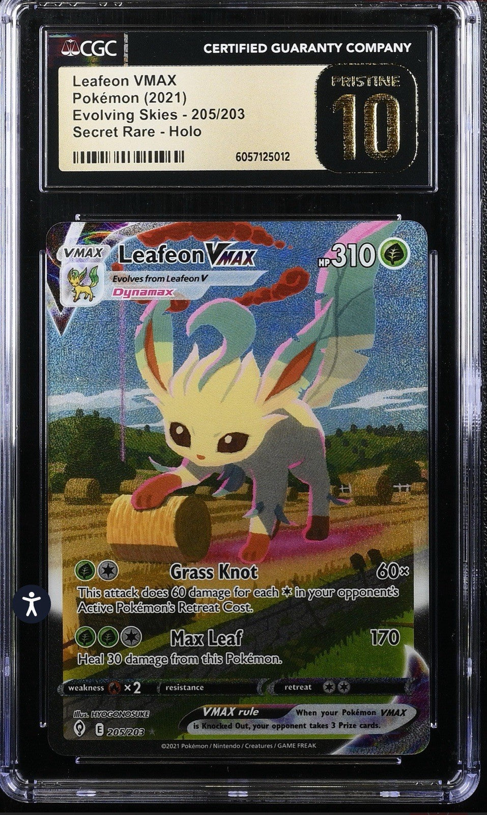 ‼️Leafeon VMAX Pokémon (2021) Evolving Skies - 205/203~ GRADE 10 PRISTINE!💨