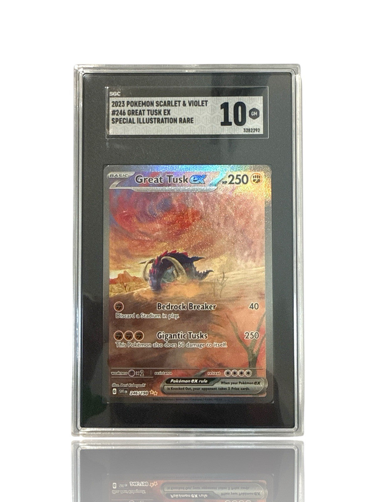 ‼️Great Tusk ex 246/198: Scarlet & Violet Base Set Holo~GRADE 10! FAST SHIP!💨
