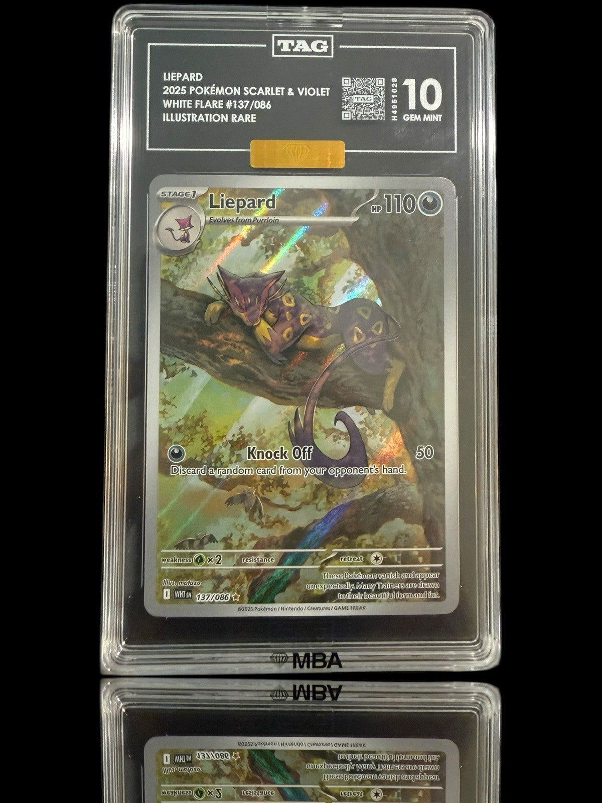💎 Liepard #137 White Flare Holo TAG GRADE 10~PRISTINE GOLD DIAMOND MBA™️