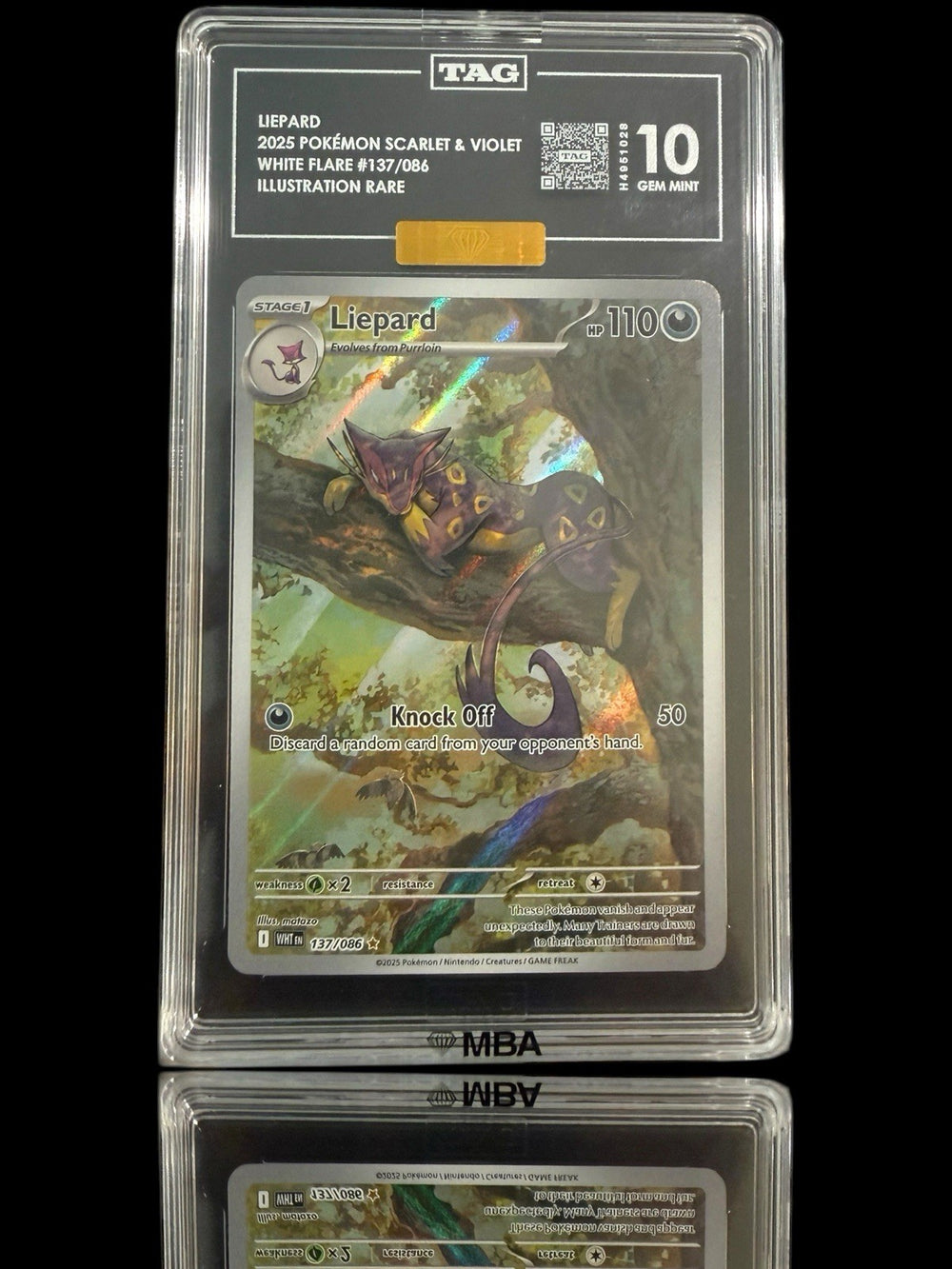 💎 Liepard #137 White Flare Holo TAG GRADE 10~PRISTINE GOLD DIAMOND MBA™️
