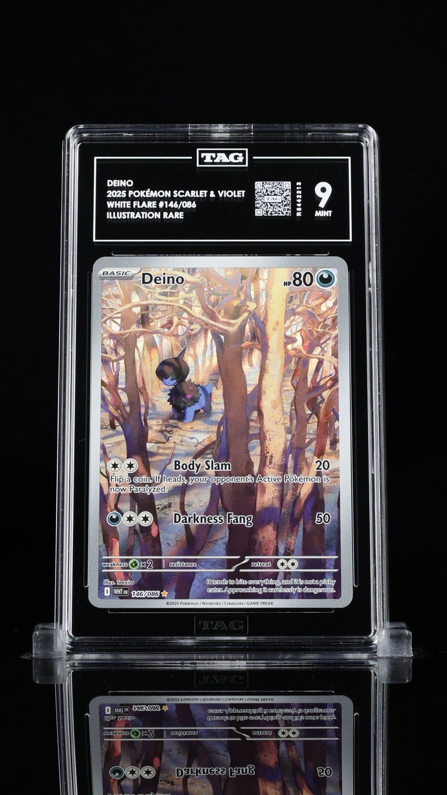 ‼️DEINO 2025 POKÉMON SCARLET & VIOLET WHITE FLARE #146/086~ TAG GRADE 10!💨