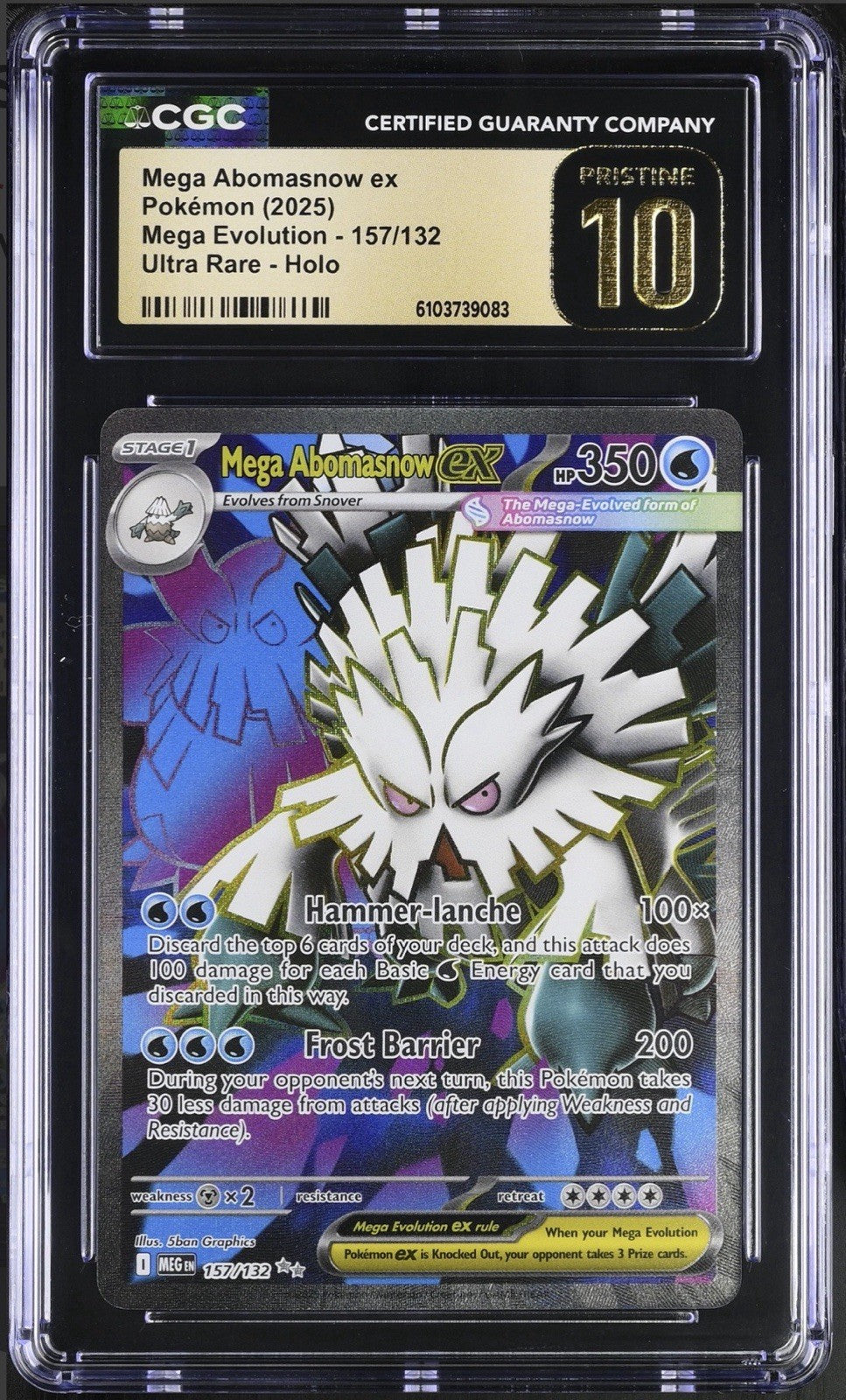 ‼️Mega Abomasnow ex 157 Mega Evolution Holo CGC 10 PRISTINE GOLD LABEL TOP POP💨