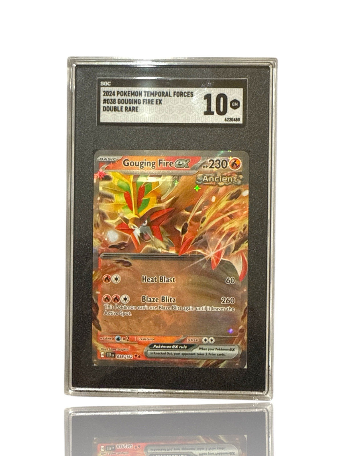 ‼️Pokemon Gouging Fire ex 038/162: Temporal Forces Holo GRADE 10! SHOOT OFFER!💨