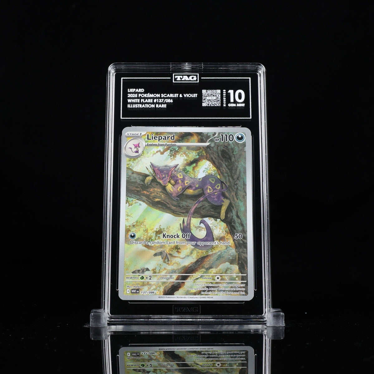 🐆Liepard 137/086: White Flare Holo TAG GRADE 10! SHIPS SAME DAY~SHOOT OFFER💨