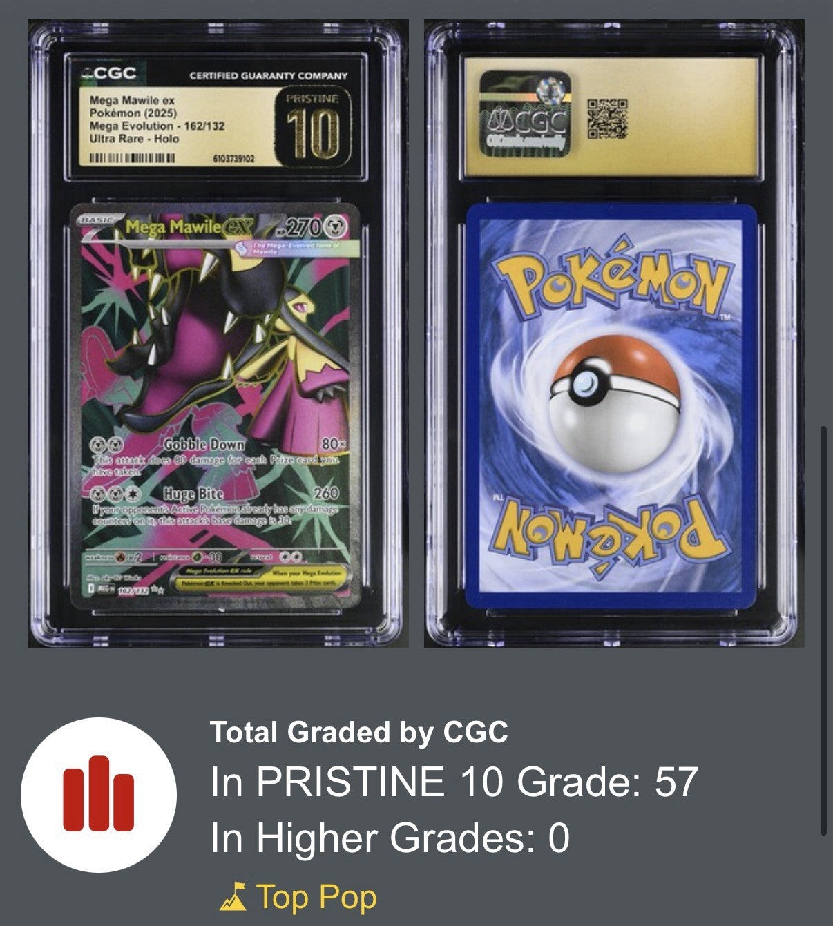 🔥Mega Mawile ex Pokémon Mega Evolution GRADE 10 PRISTINE GOLD LABEL TOP POP!💨