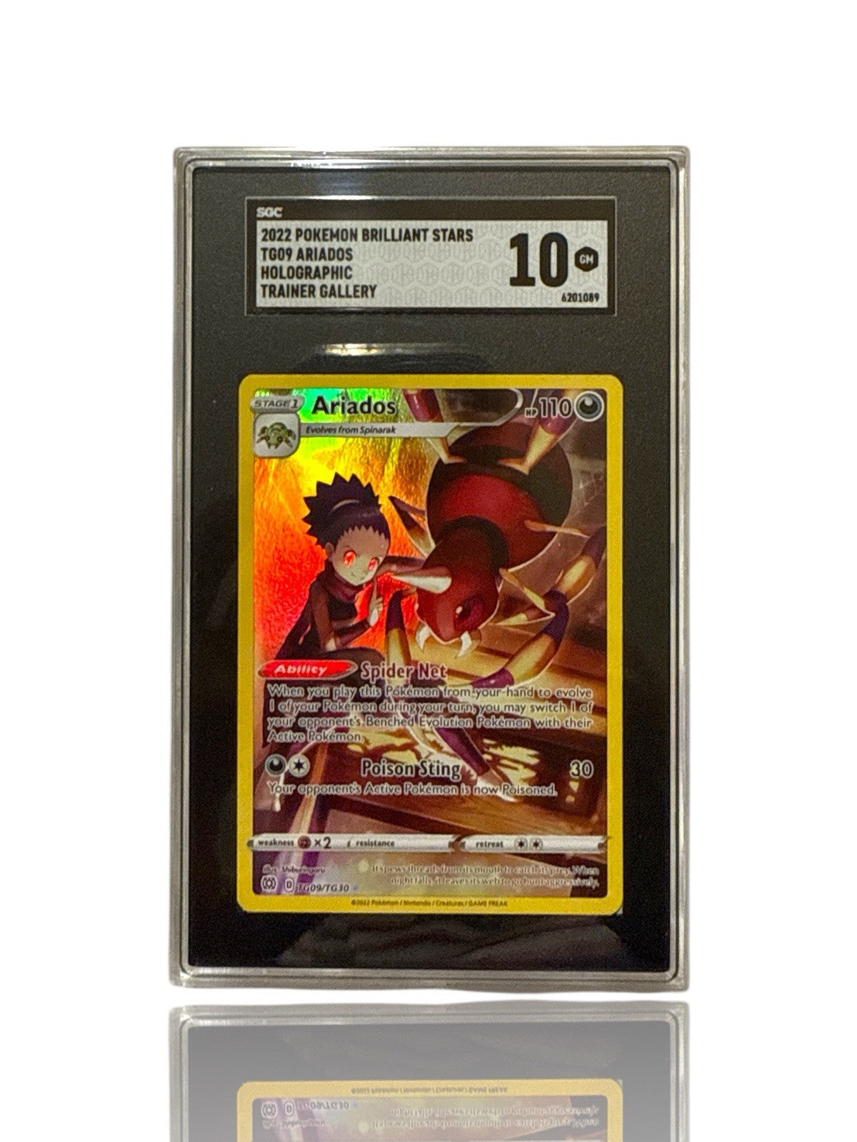 ‼️Pokemon Ariados TG09/TG30: Brilliant Stars Trainer Gallery Holo GRADE 10!💨