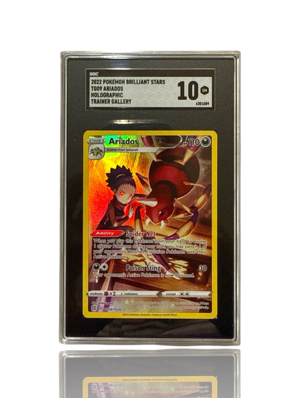 ‼️Pokemon Ariados TG09/TG30: Brilliant Stars Trainer Gallery Holo GRADE 10!💨