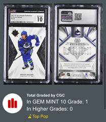 ‼️2021 UD Ultimate Collection #9 Brock Boeser Black~POP 1~GRADE 10~SHOOT OFFER💨