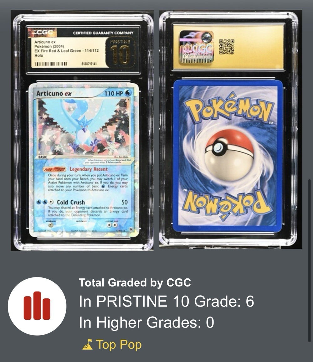 💎Articuno ex #114 FireRed & LeafGreen CRACKED ICE PRISTINE 10 GOLD LABEL POP 6