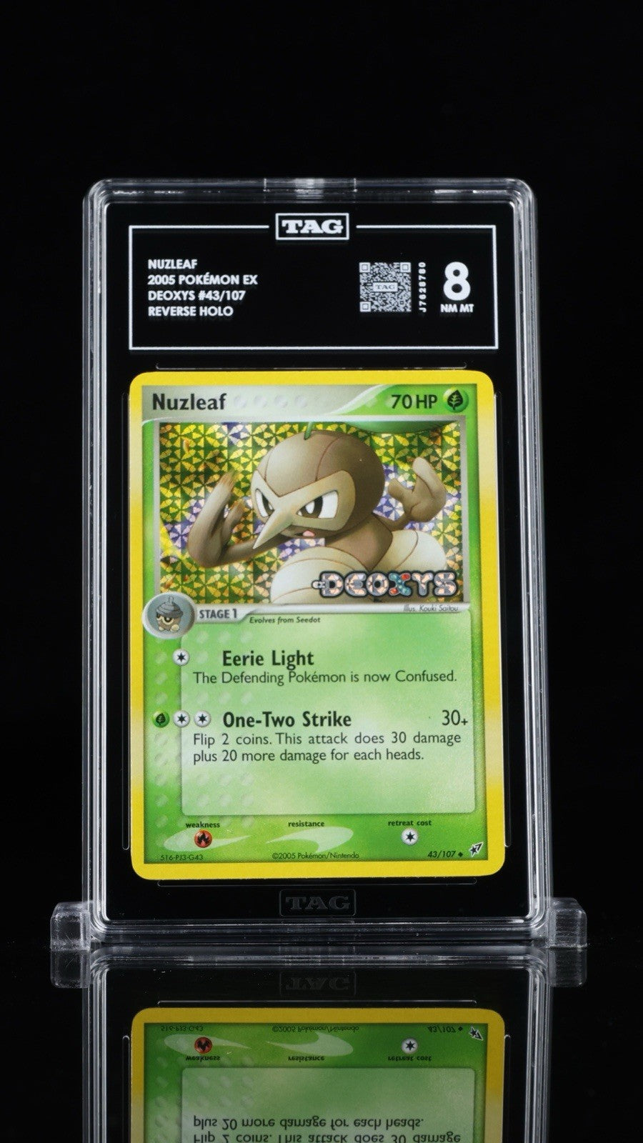 ‼️Nuzleaf 43/107 Deoxys Reverse Holo~ TAG GRADE 8~ SAME DAY SHIP~SHOOT OFFER!💨