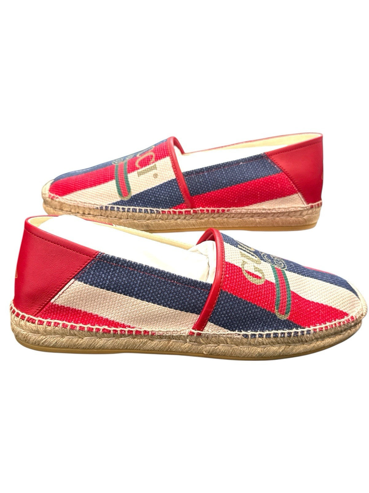 ‼️GUCCI New In Box Sylvie Logo Stripe Canvas Espadrille GUCCI SZ 12~SHOOT OFFER!
