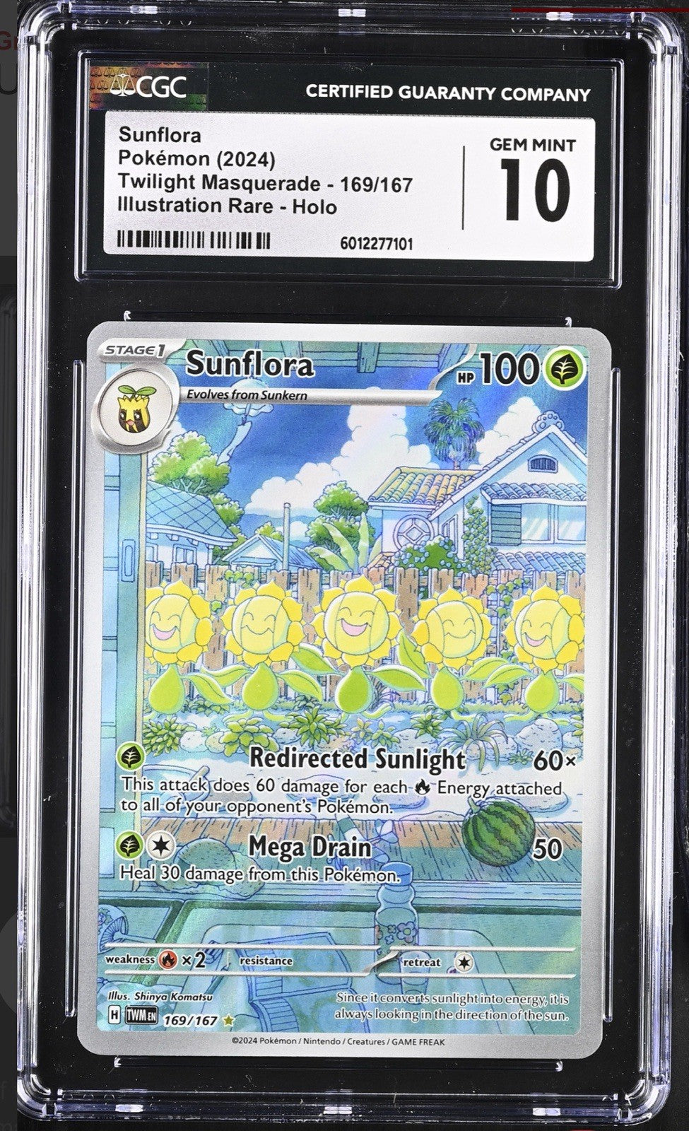 ‼️Pokemon Sunflora 169/167: Twilight Masquerade Holo GRADE 10~SHOOT OFFER!💨