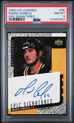 ‼️2000 U.D. LEGENDS MARIO LEMIEUX EPIC SIGNATURES PSA 8~VIBRANT BLUE AUTO POP 4