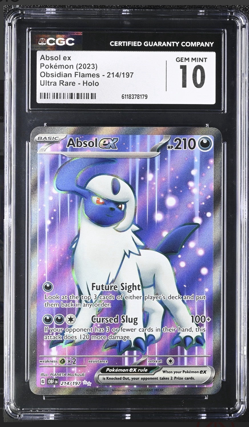 🔥Absol ex 214 Obsidian Flames Holo GRADE 10! SAME DAY SHIP~ SHOOT OFFER!💨